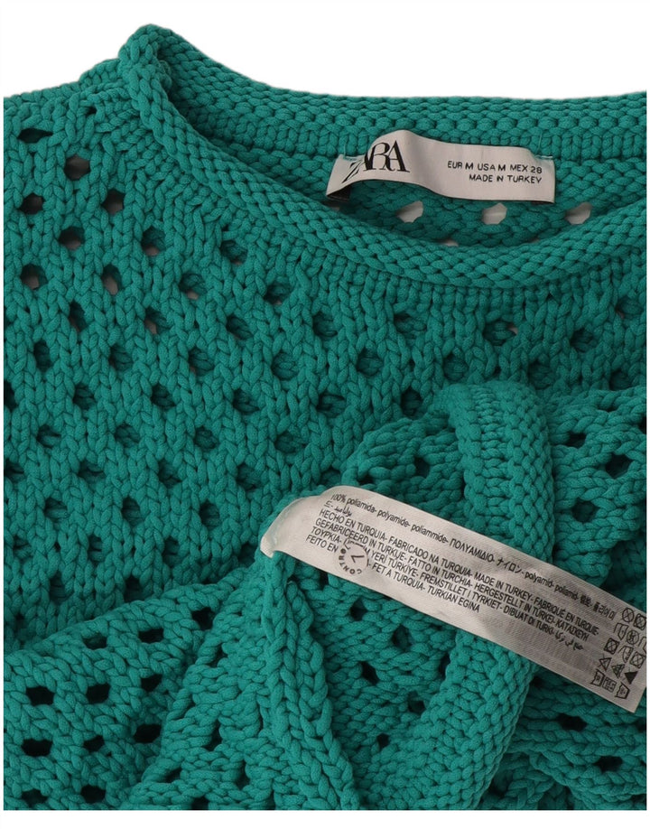 Zara Womens See Through Crochet Top Μεσαίο Πράσινο Πολυαμίδιο