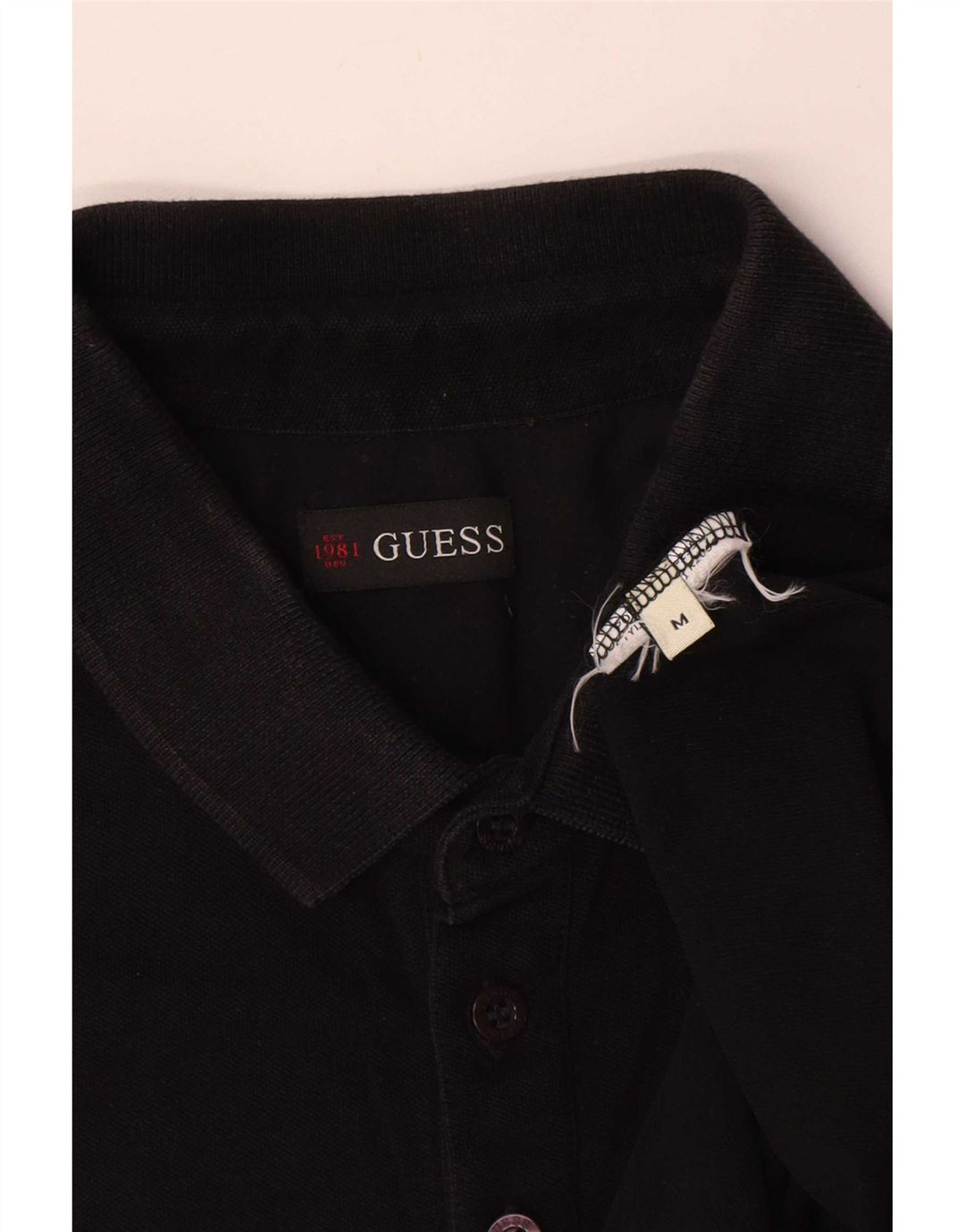 Ανδρικό μπλουζάκι πόλο Guess, μεσαίο μαύρο βαμβακερό