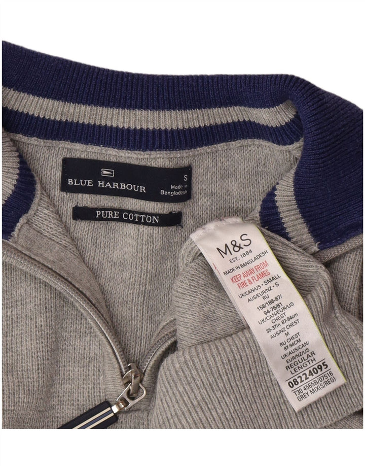 Marks & Spencer Ανδρικό πουλόβερ με φερμουάρ Μπλε Harbor Μικρό Γκρι