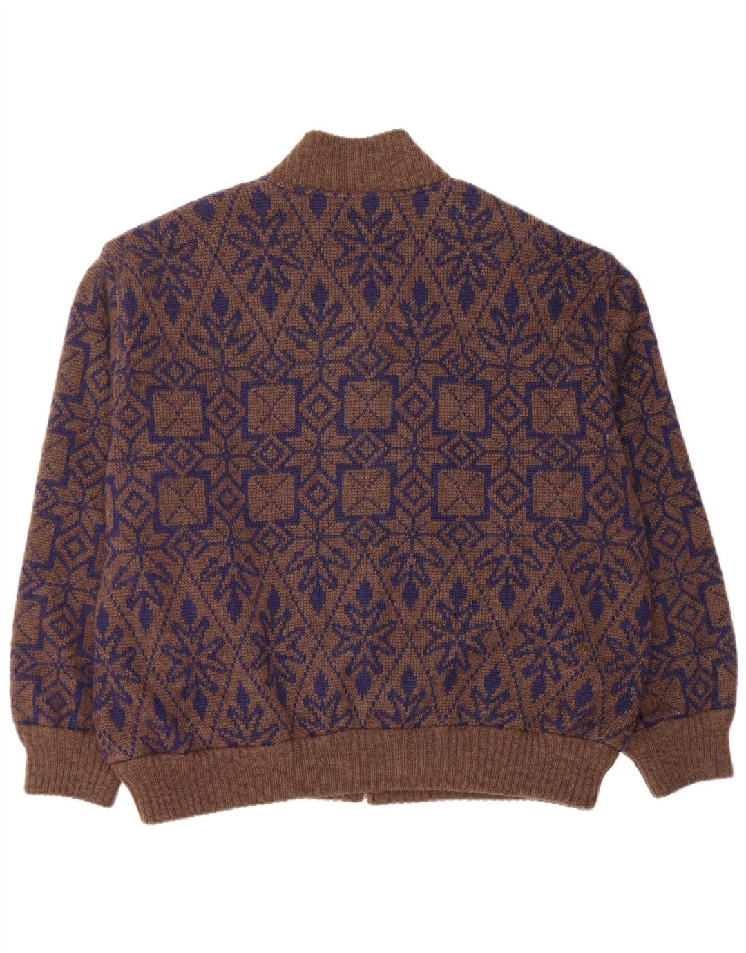 Ανδρικό πουλόβερ με αναστρέψιμη ζακέτα VINTAGE XL Brown Fair Isle