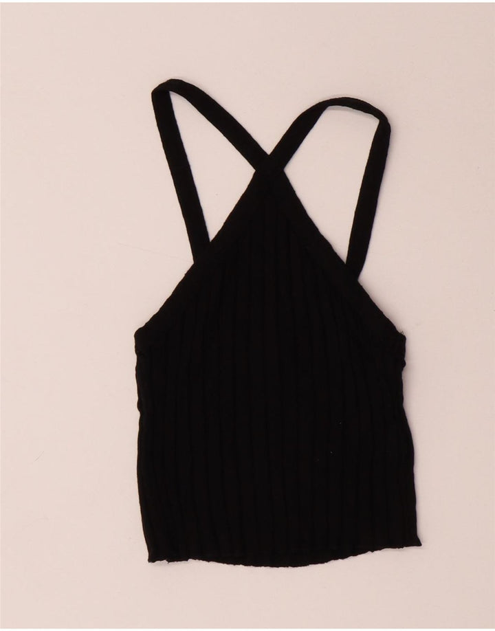 Zara Γυναικείο Crop Top UK 8 Small Black Cotton