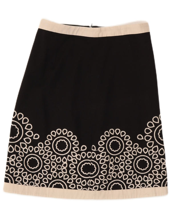 Boden Γυναικεία Midi Φούστα UK 8 Small W28 Μαύρη φλοράλ βαμβακερή
