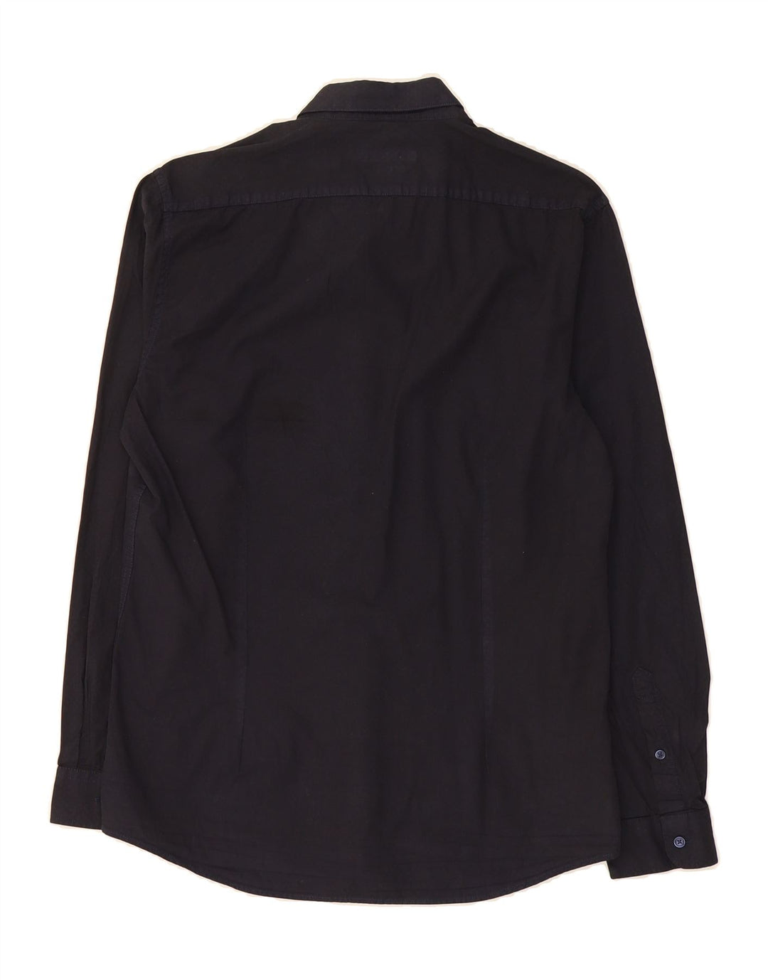 JULES Mens Fitted Shirt Size 14 Small Navy Blue Cotton Vintage Jules and Second-Hand Jules from Messina Hembry 