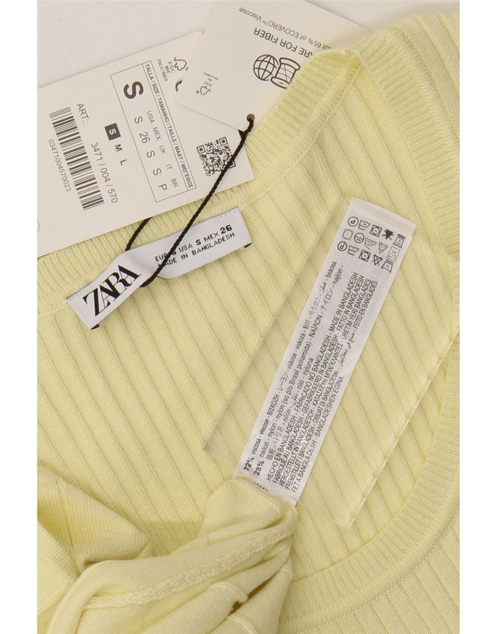 Γυναικείο μάξι μακρυμάνικο φόρεμα ZARA UK 8 Μικρή κίτρινη βισκόζη