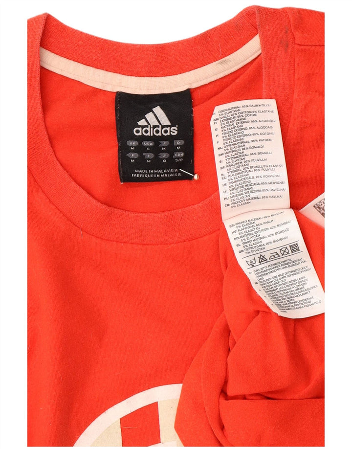 Ανδρικό γραφικό τοπ ADIDAS με μακρυμάνικο μεσαίο κόκκινο χρώμα, βαμβακερό