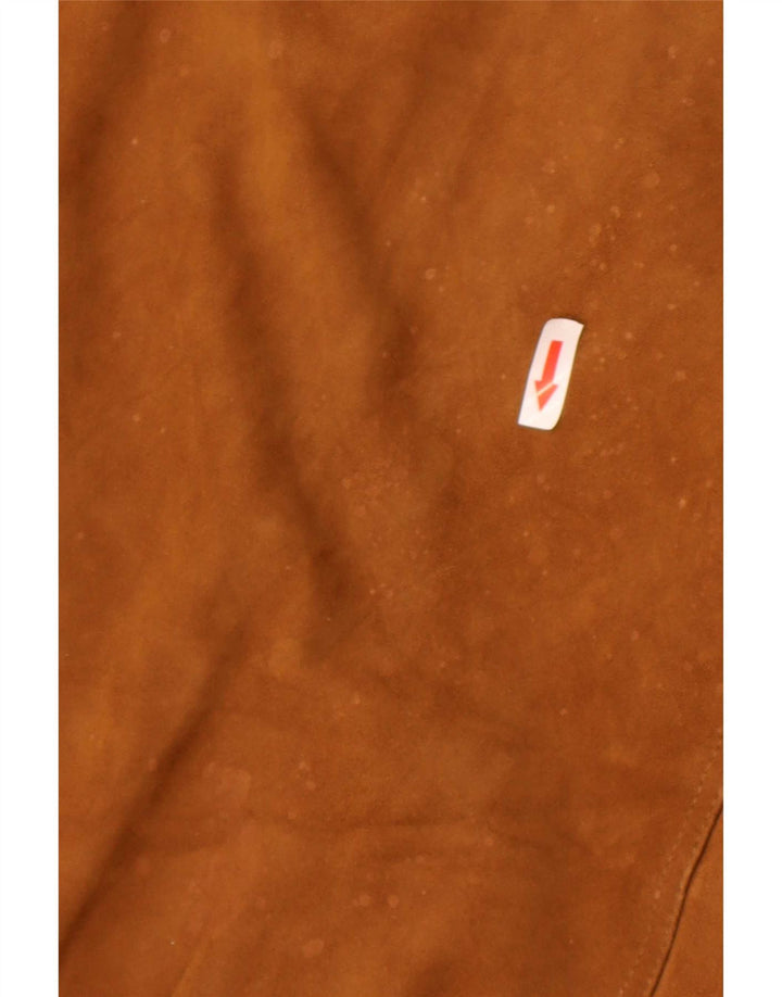 Vintage Ανδρικό Suede Bomber Jacket IT 48 Μεσαίο Καφέ Δερμάτινο