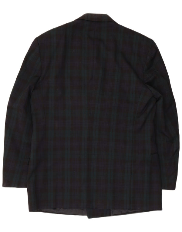 Jaeger Ανδρικό μπουφάν Blazer με διπλό στήθος IT 52 XL Navy Blue Check Wool