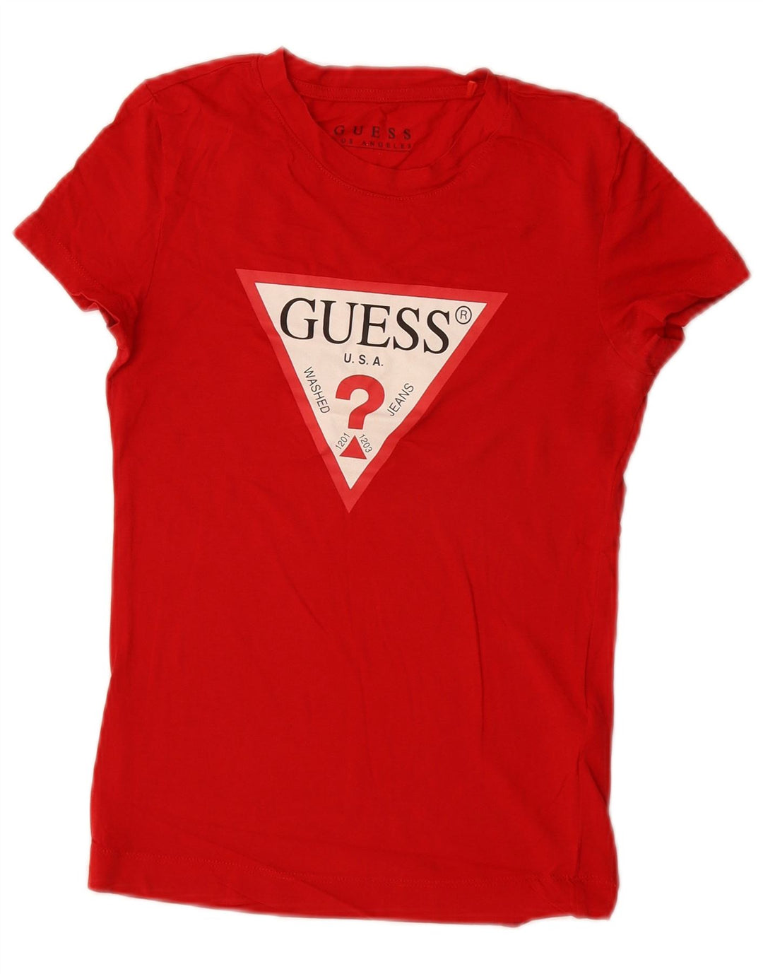 Guess Γυναικείο T-Shirt Top UK 2 2XS Κόκκινο βαμβακερό