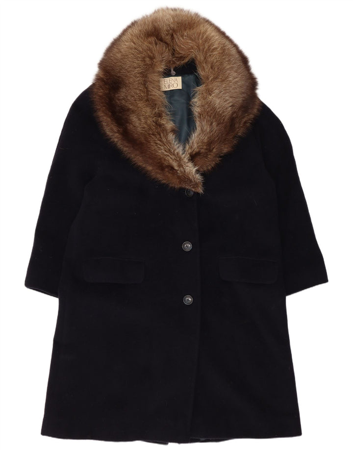 ELENA MIRO Γυναικείο Πανωφόρι UK 16 Large Navy Blue Virgin Wool