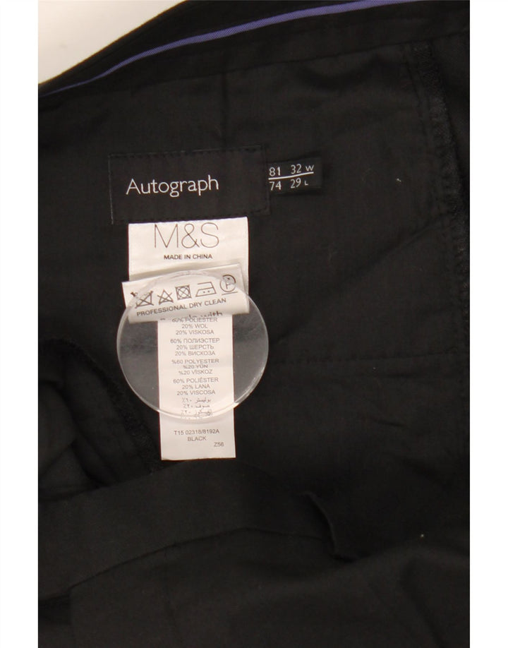 Marks & Spencer Ανδρικό αυτόγραφο ίσιο παντελόνι W32 L29 Μαύρο