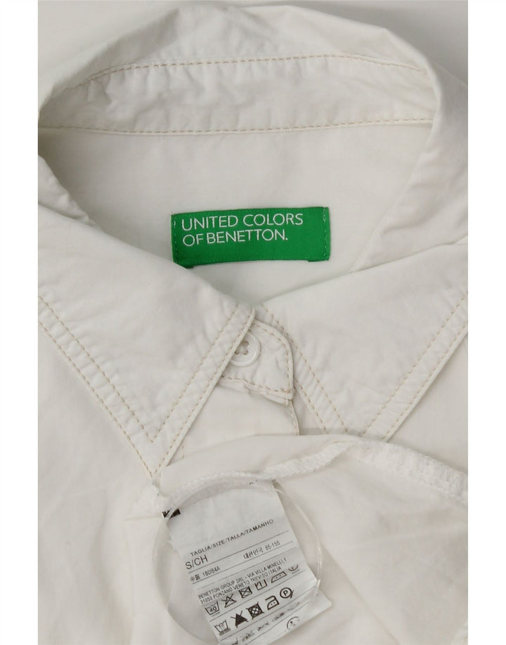 Benetton Γυναικείο πουκάμισο Oversized UK 10 Small White Βαμβακερό