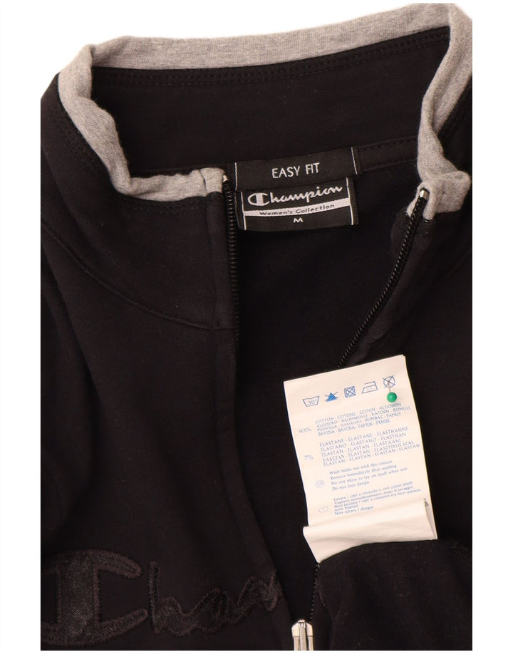 Champion Womens Easy Fit Graphic Top Jacket UK 14 Medium Black