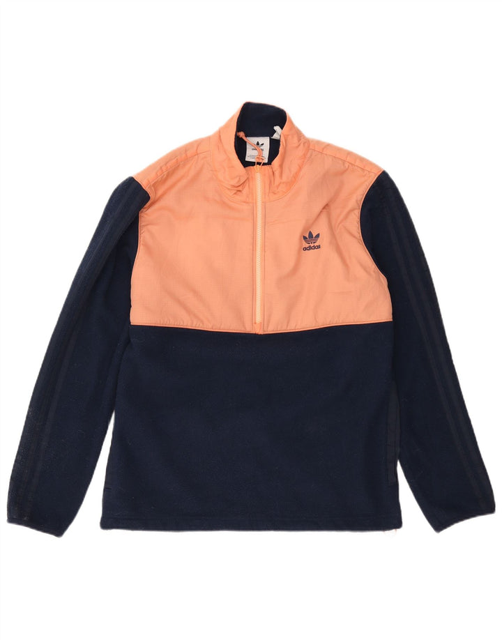Adidas Ανδρικό φερμουάρ με λαιμόκοψη Fleece Jumper Μικρό μπλε Navy Colorblock Πολυεστέρας