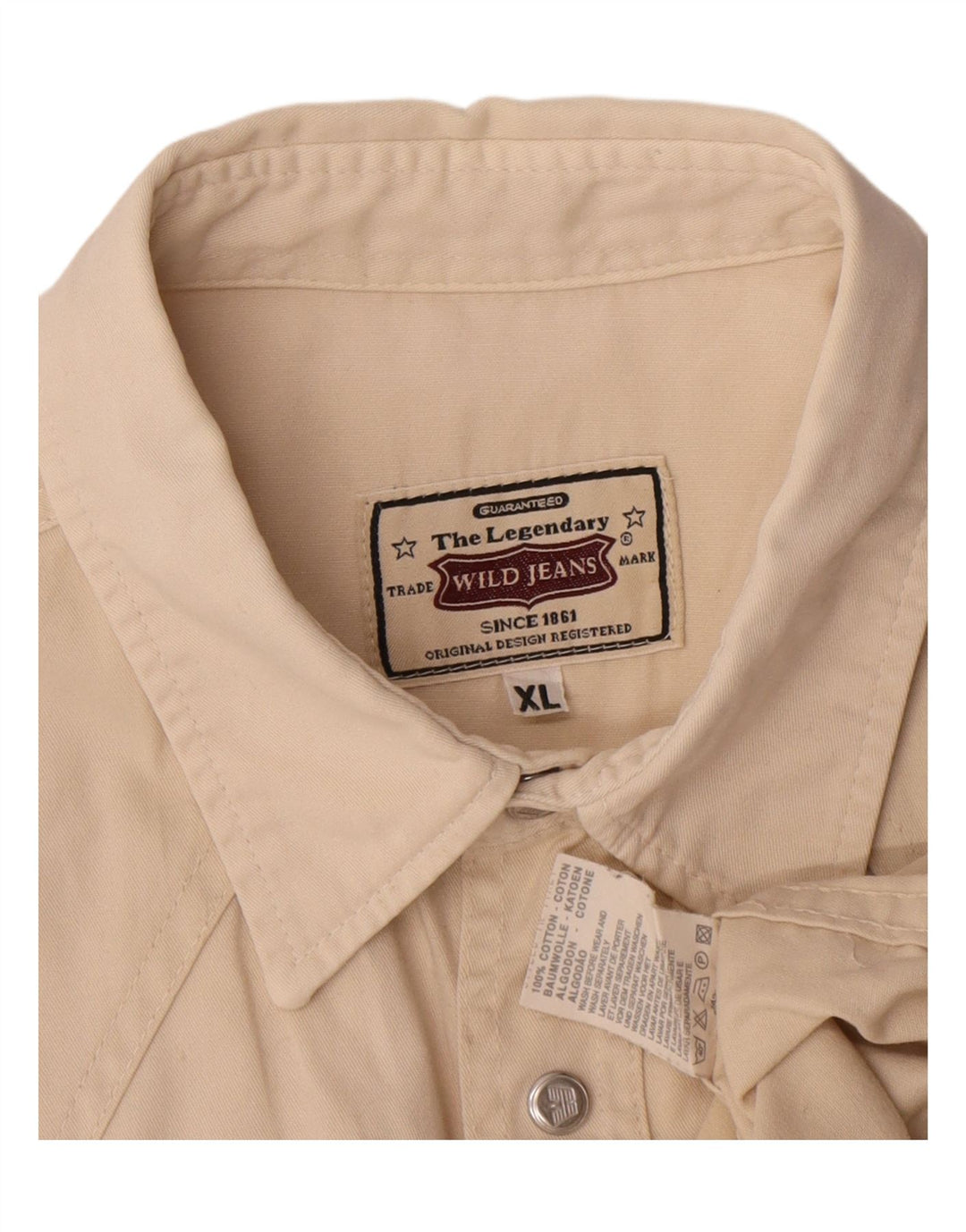 Ανδρικό πουκάμισο VINTAGE XL Μπεζ βαμβακερό