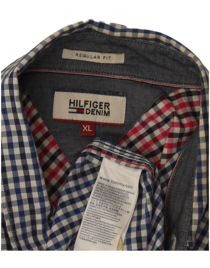 Tommy Hilfiger Ανδρικό πουκάμισο με κανονική εφαρμογή XL Blue Gingham Cotton