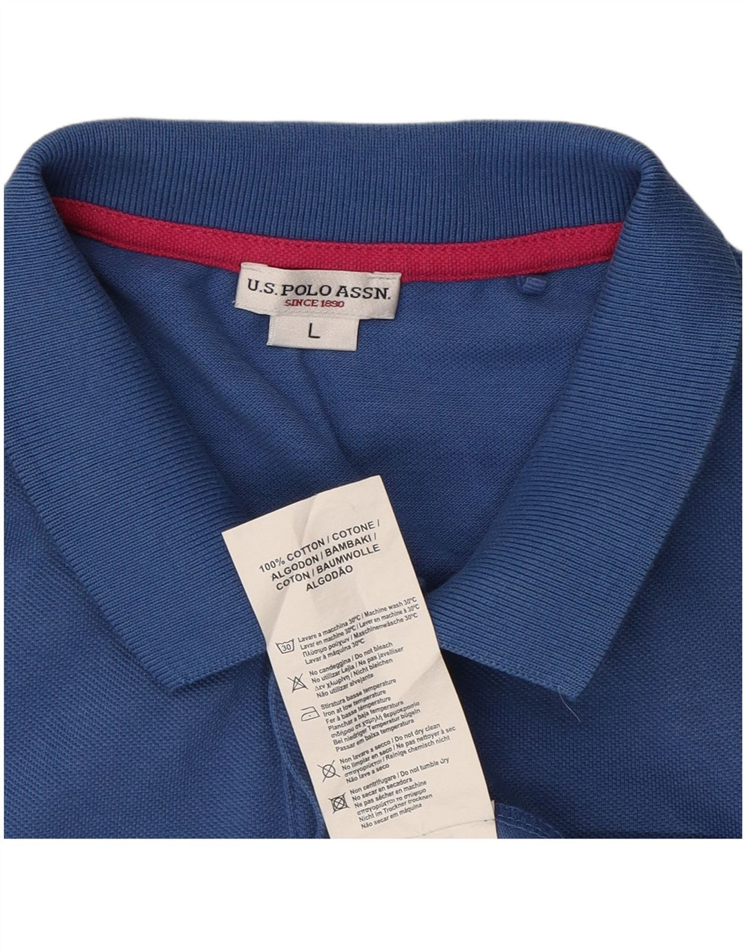 US POLO ASSN Mens Polo Shirt Large Blue Cotton