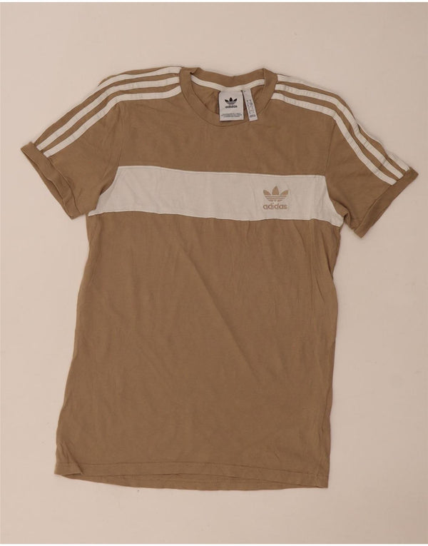 Ανδρικό T-Shirt Adidas Top Small Beige Colourblock Βαμβακερό