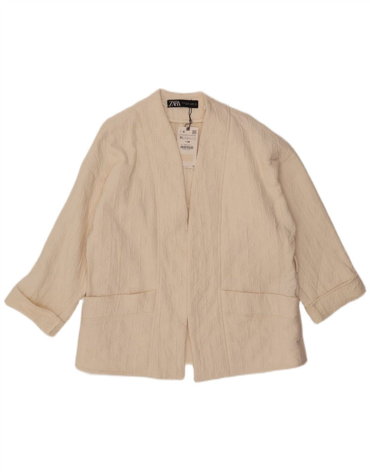 ZARA Γυναικείο Μπουφάν 3/4 με ανοιχτό μανίκι UK 14 Medium Off White