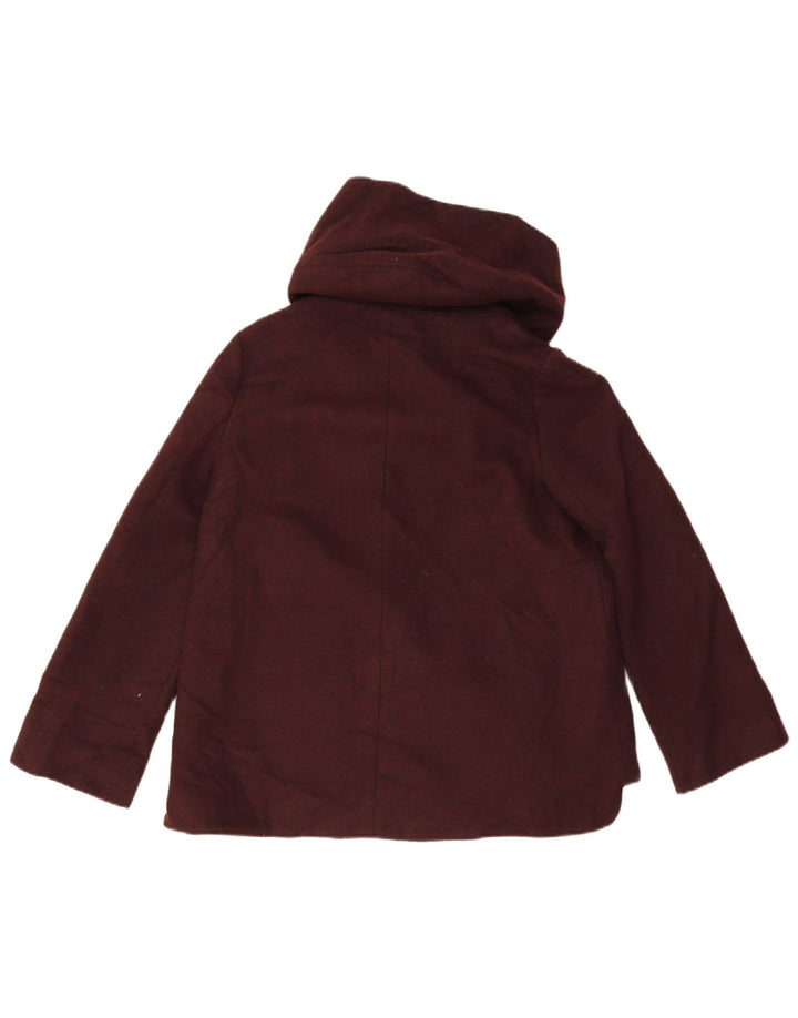 Zara Γυναικείο Bomber Jacket με κουκούλα UK 14 Medium Burgundy Acrylic