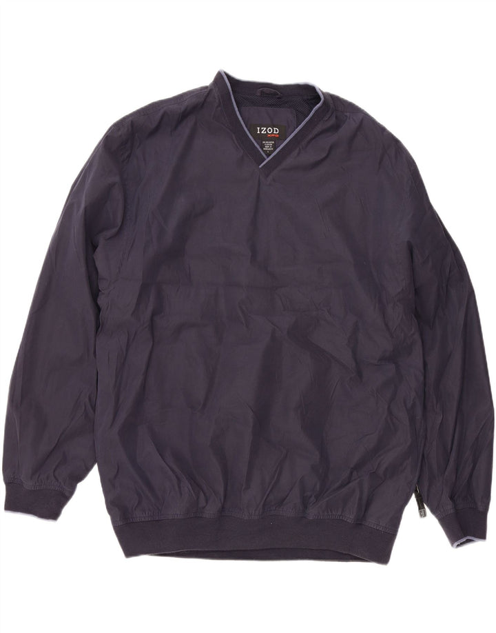 IZOD Mens Pullover Tracksuit Top Large Navy Blue Polyester Vintage Izod and Second-Hand Izod from Messina Hembry 