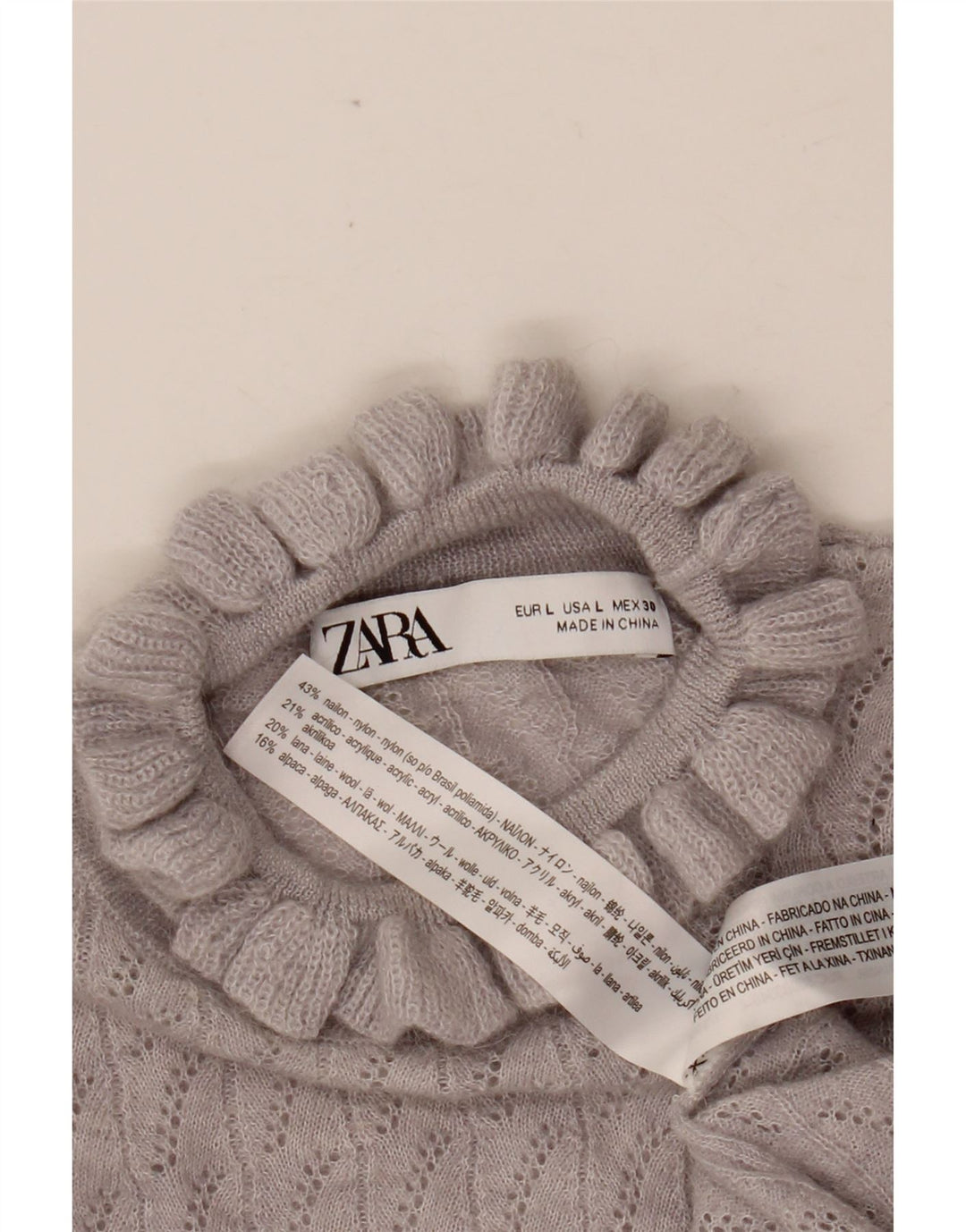 Γυναικείο πουλόβερ ZARA Crop Turtle Neck Jumper UK 14 Large Purple Nylon