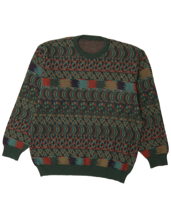 VINTAGE Ανδρικό πουλόβερ με λαιμόκοψη IT 54 XL Green Fair Isle Wool