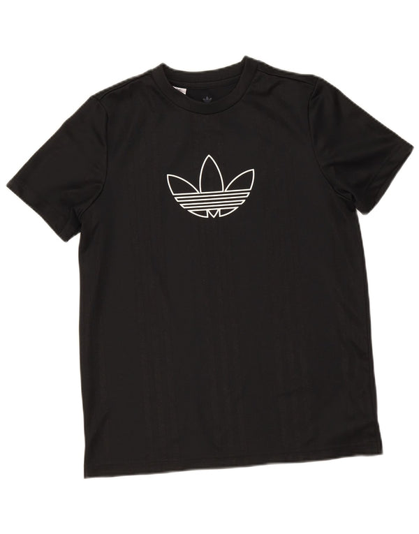 Adidas Boys Graphic T-Shirt Top 12-13 Years Black Polyester