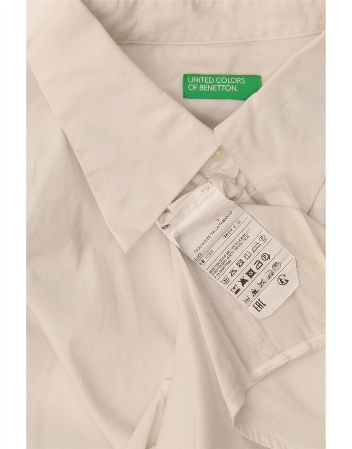 Γυναικείο πουκάμισο Benetton UK 16 μεγάλο λευκό βαμβακερό