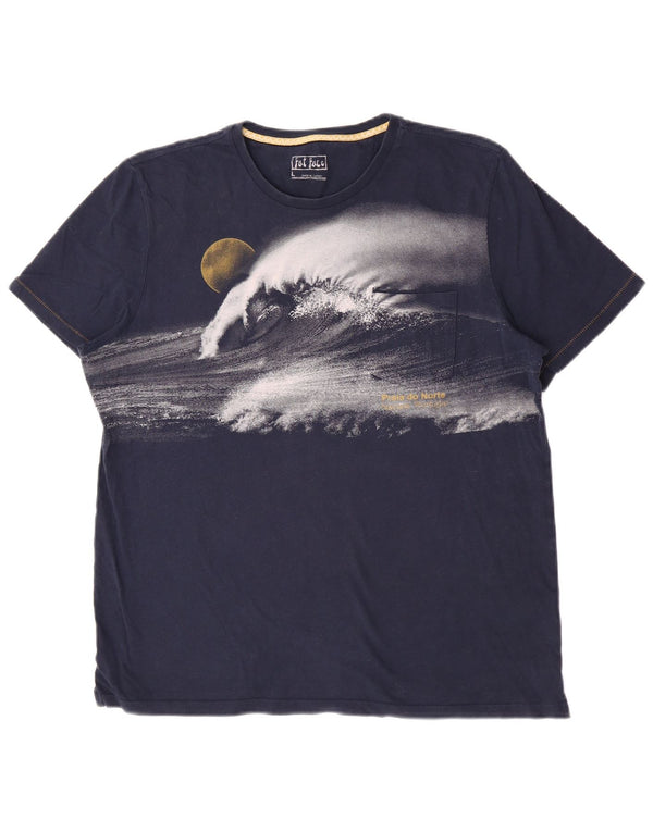 Ανδρικό γραφικό T-Shirt Fat Face Top Large Navy Blue από βαμβάκι