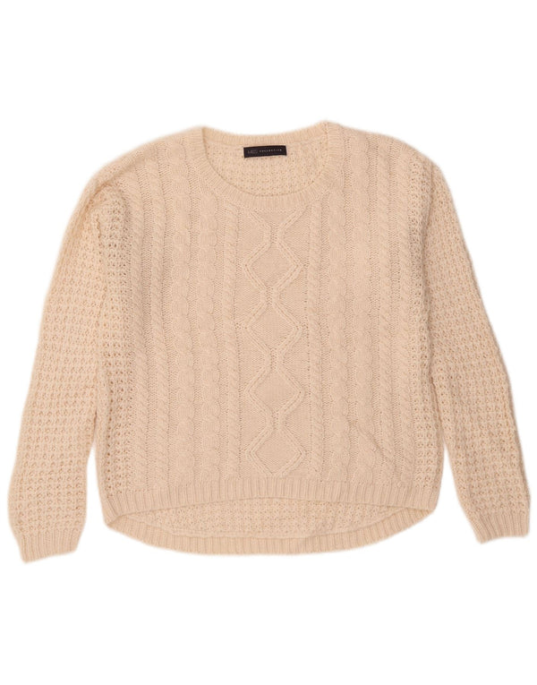 Marks & Spencer Womens Crew Jumper πουλόβερ UK 14 Large Off White