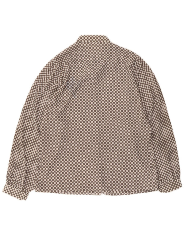 Vintage γυναικείο πουκάμισο μπλούζα UK 16 Large Grey Geometric Polyester
