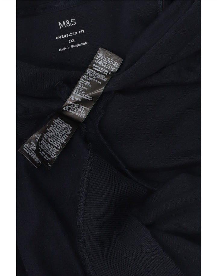 MARKS & SPENCER Ανδρικό μπλουζάκι με κουκούλα μεγάλου μεγέθους 2XL, μπλε βαμβακερό
