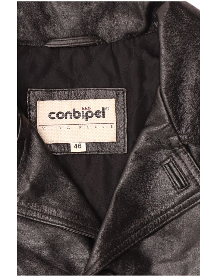 Conbipel Ανδρικό Δερμάτινο Μπουφάν IT 46 Small Black Leather