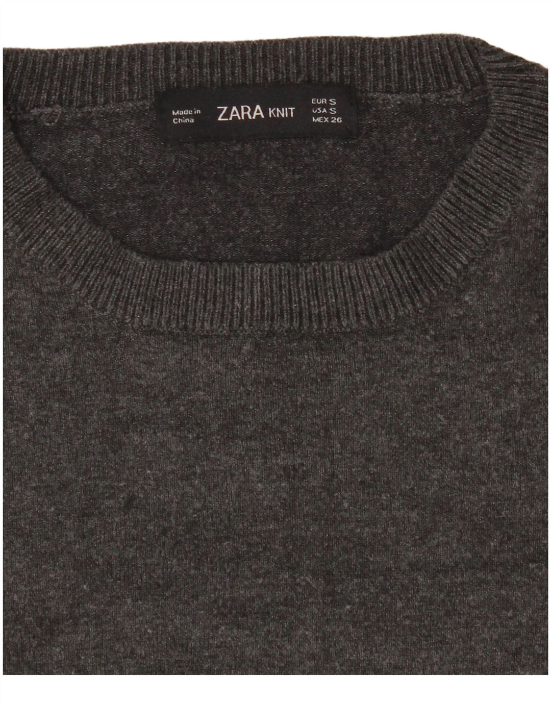 Zara Γυναικείο πουλόβερ με λαιμόκοψη UK 8 Small Grey
