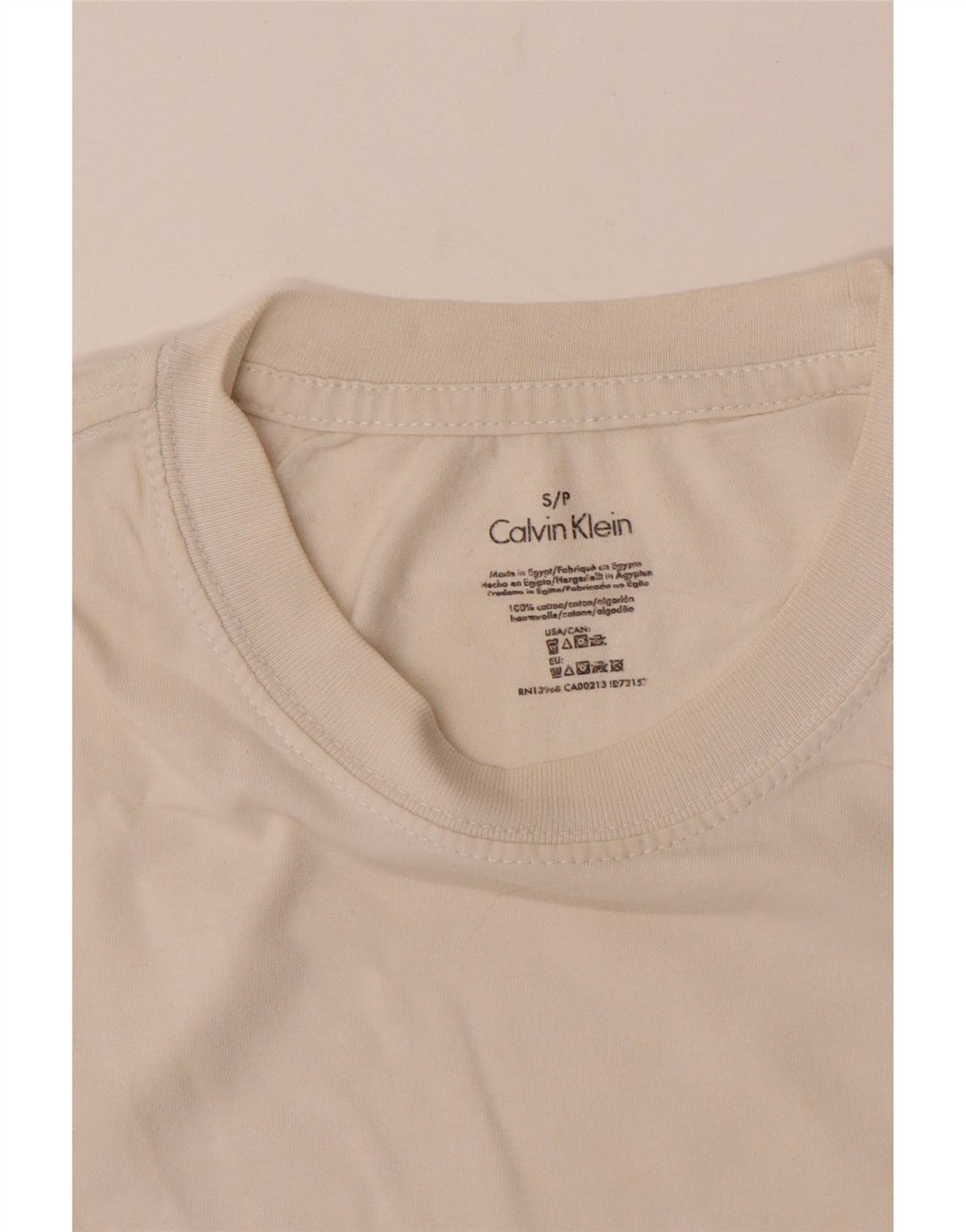 CALVIN KLEIN Ανδρικό T-Shirt Top Small Off White Βαμβακερό