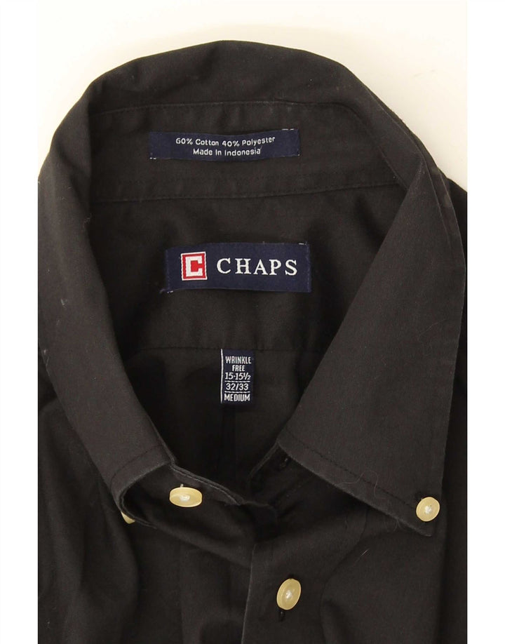 Ανδρικό πουκάμισο Chaps Μέγεθος 15 1/2 Μεσαίο μαύρο βαμβακερό