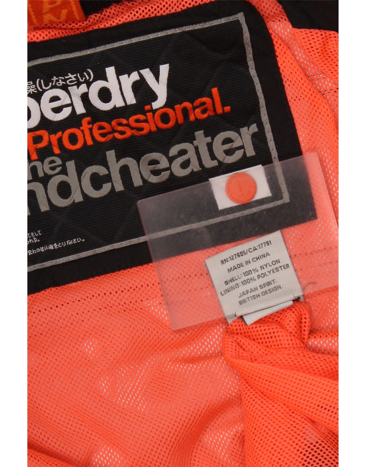 Superdry Womens The Windcheater Windbreaker Jacket UK 16 Large Black Nylon