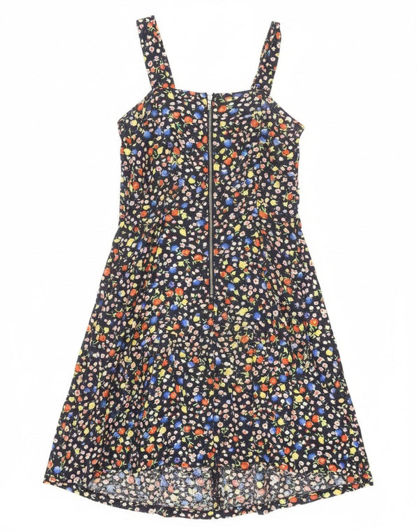 Vintage Γυναικείο Sundress UK 12 Medium Navy Blue Floral
