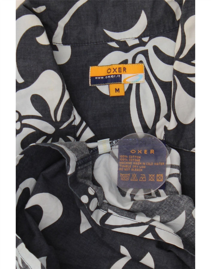 Ανδρικό κοντομάνικο πουκάμισο OXER Μαύρο μεσαίο φλοράλ βαμβακερό