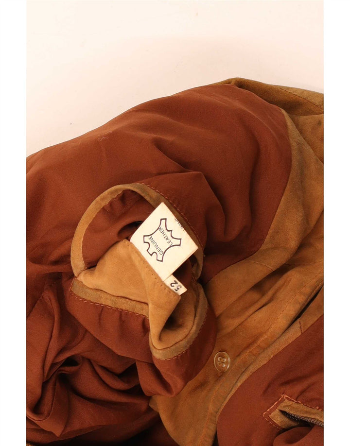 Vintage Ανδρικό Suede Bomber Jacket IT 52 XL Καφέ Δερμάτινο