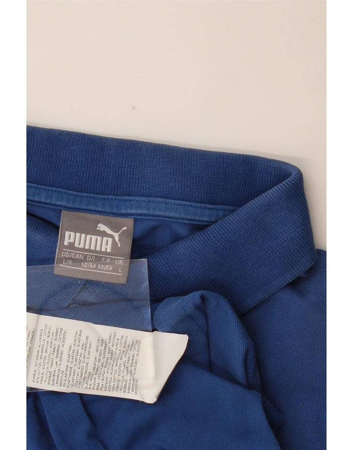 Ανδρικό γραφικό πόλο μπλουζάκι PUMA μεγάλο μπλε βαμβακερό