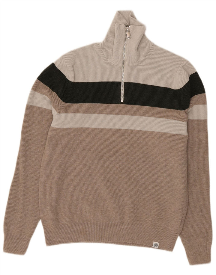 Marks & Spencer Γυναικείο πουλόβερ με φερμουάρ UK 10 Small Grey Colourblock