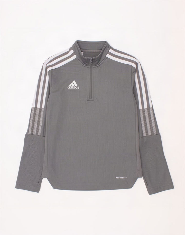 Adidas Boys Aeroready φόρμα πουλόβερ με φερμουάρ 7-8 ετών γκρι