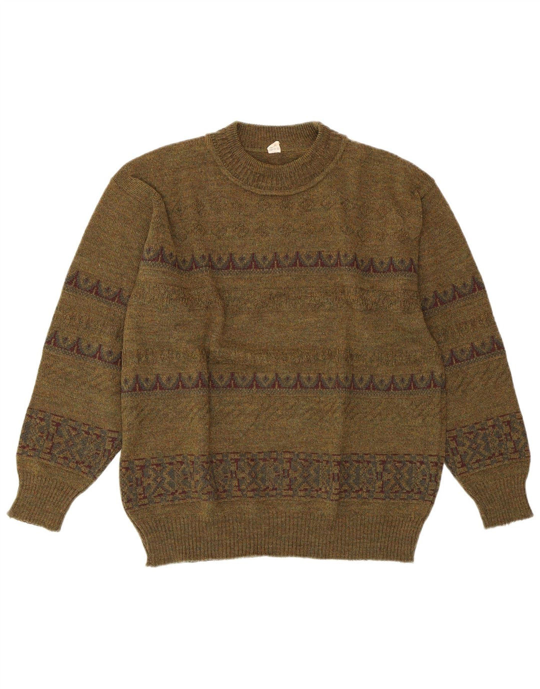 VINTAGE Γυναικείο πουλόβερ με λαιμόκοψη IT 52 2XL Πράσινο γεωμετρικό