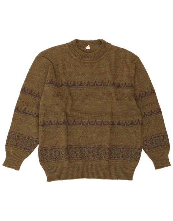 VINTAGE Γυναικείο πουλόβερ με λαιμόκοψη IT 52 2XL Πράσινο γεωμετρικό