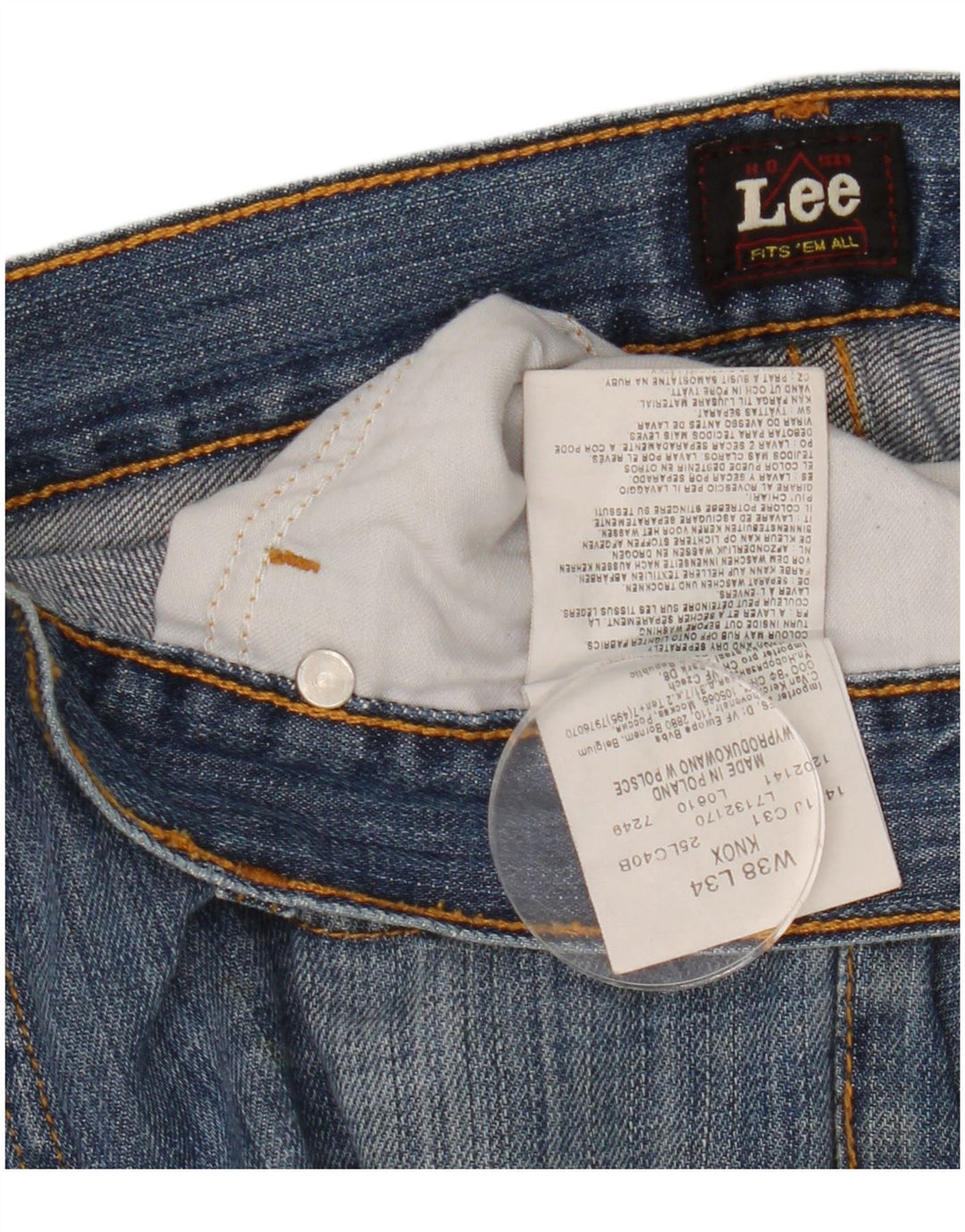 Lee Mens Knox Straight Jeans W38 L34 Μπλε βαμβακερό