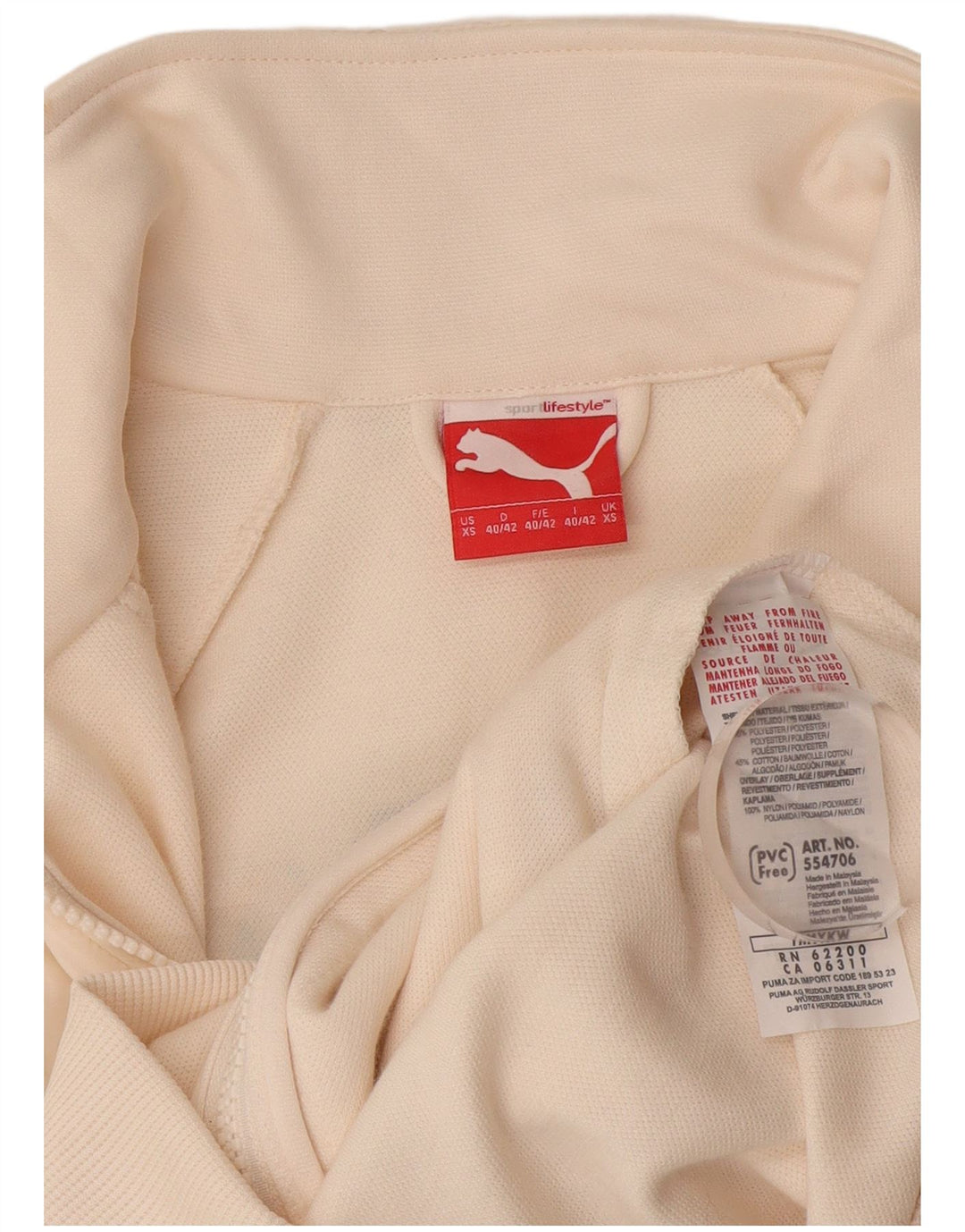Γυναικεία αθλητική φόρμα γραφικών Puma Top Jacket UK 6 XS Λευκός Πολυεστέρας