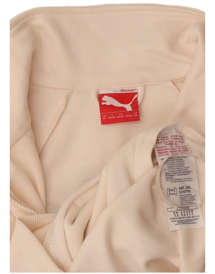 Γυναικεία αθλητική φόρμα γραφικών Puma Top Jacket UK 6 XS Λευκός Πολυεστέρας