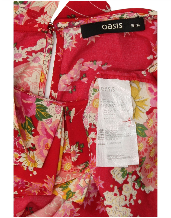 Γυναικεία αμάνικη μπλούζα Oasis Top UK 10 Small Red Floral Polyester