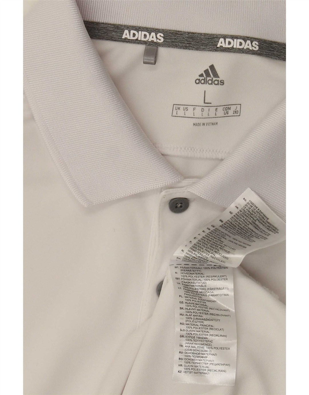Ανδρικό πουκάμισο Adidas Polo μεγάλο λευκό πολυεστέρα